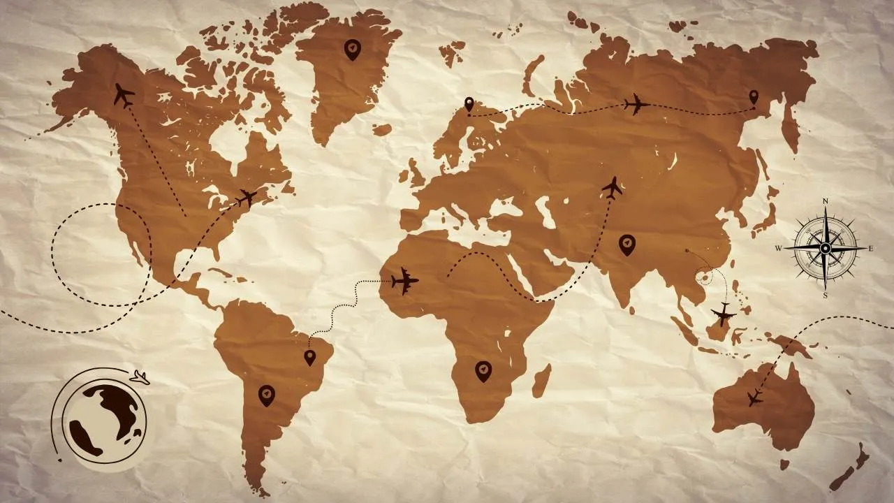 Vintage World Map Section Background